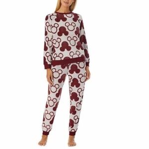 Disney Mickey Mouse Plush Pajama Set Women's Small Cozy‎ Sleepwear Loungewear